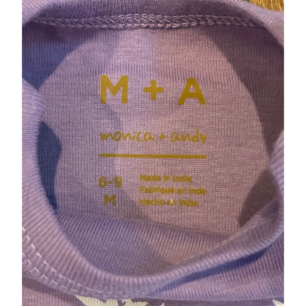 NWT Monica + Andy Girls Purple with white unicorns Onesie set - Size 6-9 months - Picture 2 of 2